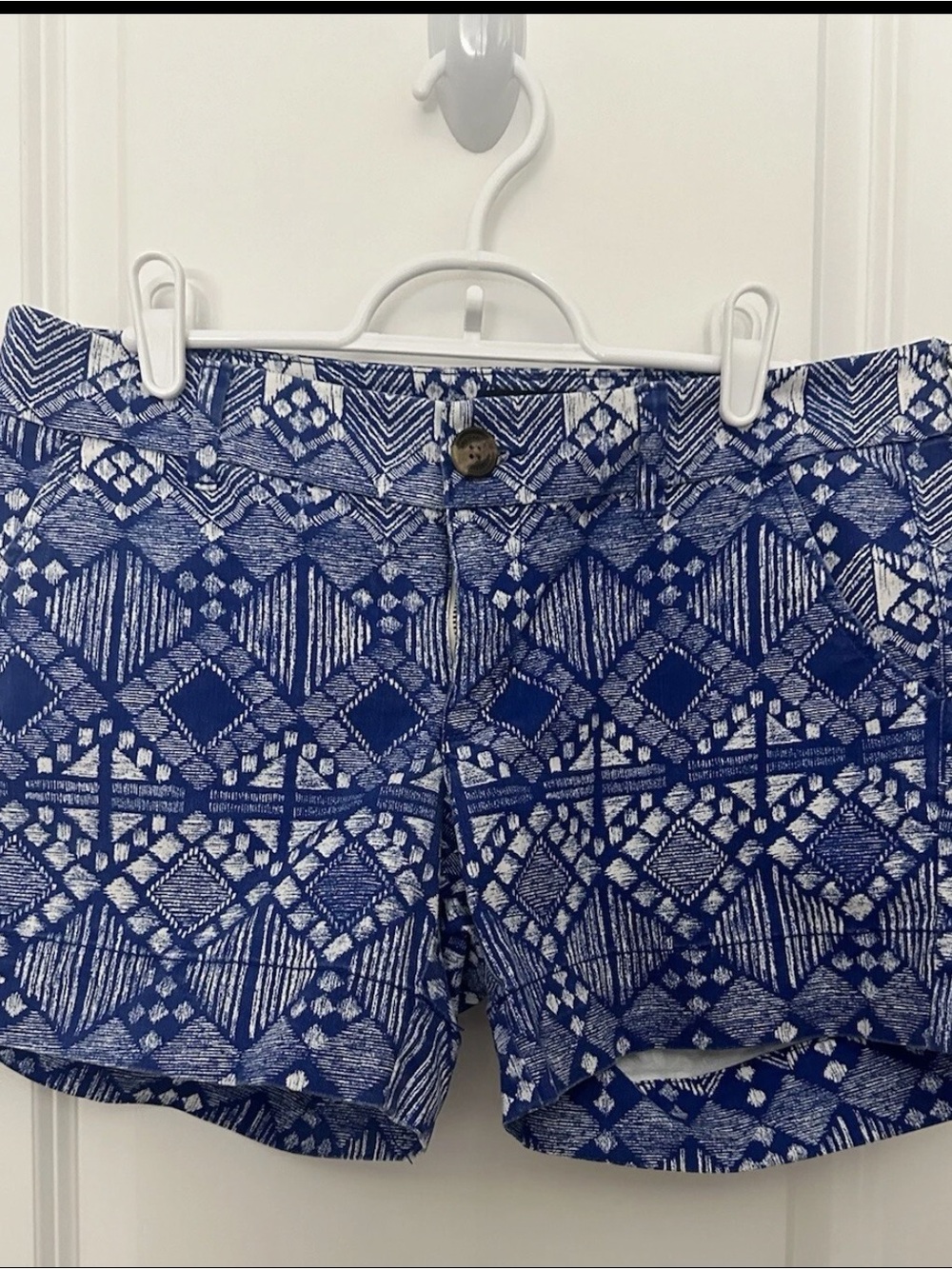 American Eagle Women’s Blue & White Printed Stretch Shorts Size 8